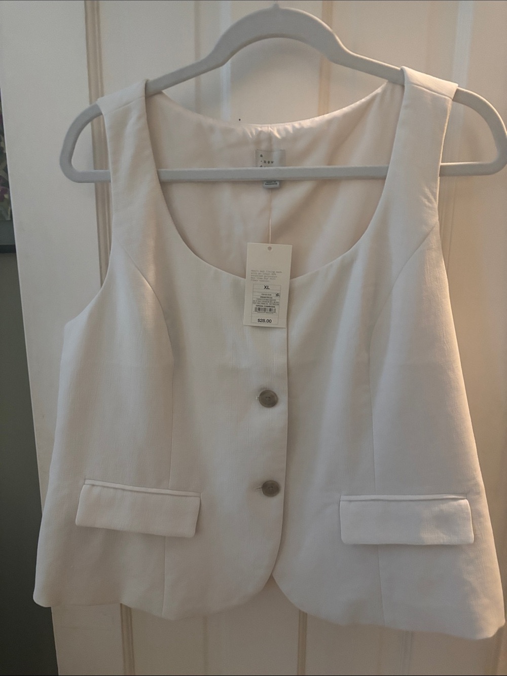 a new day Cream Button-Front Sleeveless Vest